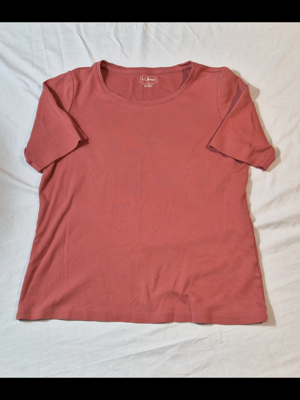 L.L.Bean Women's Coral Pink Short Sleeve Knit Top Size M Regular